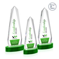 Cheswick Full Color on Alberton Base Green Obelisk Crystal Trophy - Custom Trophies
