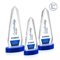 Cheswick Full Color on Alberton Base Blue Obelisk Crystal Trophy - Custom Trophies