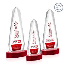 Cheswick Full Color on Alberton Base Red Obelisk Crystal Trophy - Custom Trophies