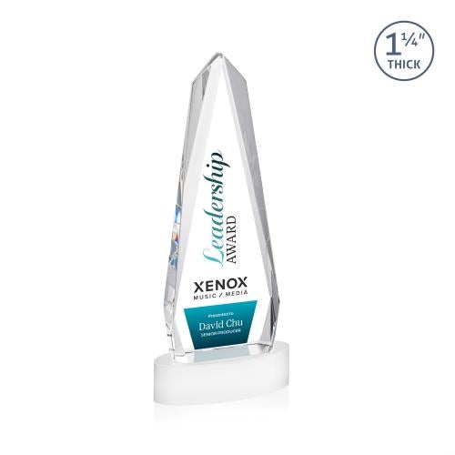 Awards and Plaques - Crystal Trophies - Cheswick Full Color on Alberton Base Fagan Obelisk Crystal Trophy