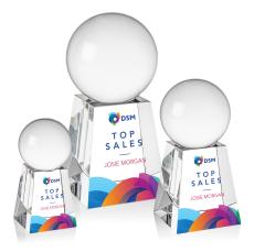 Crystal Ball Full Color Globe on Tall Base Crystal Trophy - Crystal Trophies