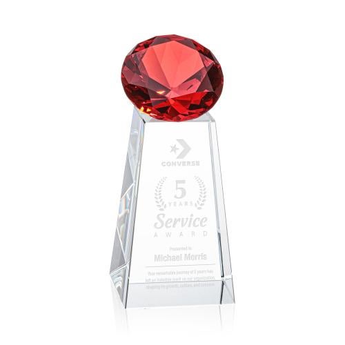 Awards and Plaques - Crystal Trophies - Tall Ruby Crystal Trophy