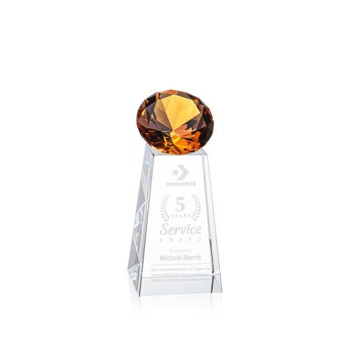 Awards and Plaques - Crystal Trophies - Tall Amber Crystal Trophy