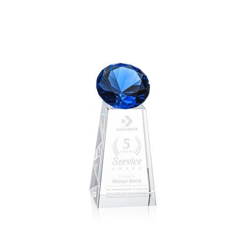 Awards and Plaques - Crystal Trophies - Tall Sapphire Crystal Trophy