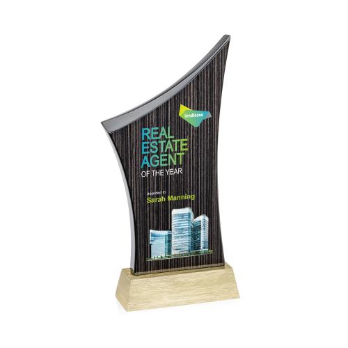 Awards and Plaques - Eco-Friendly Trophies - Wilhelm Slatewood Full Color Gold Peaks Wood Trophy