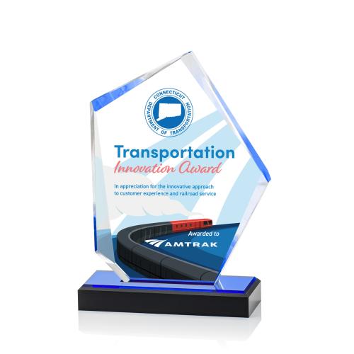 Awards and Plaques - Acrylic Trophies - Oneill Full Color Blue Polygon Acrylic Trophy