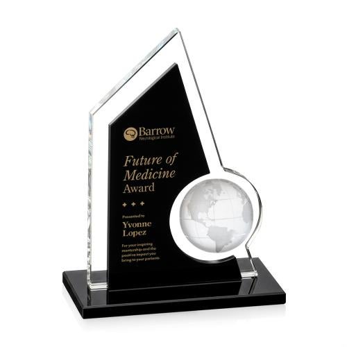 Awards and Plaques - Crystal Trophies - Lopez Globe Black Peaks Crystal Trophy