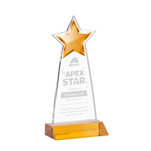 Awards and Plaques - Crystal Trophies - Starlite Amber Crystal Trophy