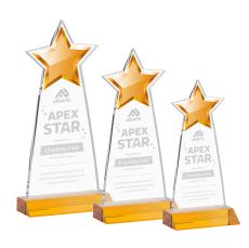 Starlite Amber Crystal Trophy - Crystal Star Trophies