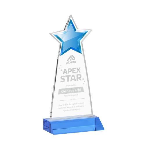 Awards and Plaques - Crystal Trophies - Starlite Sky Blue Crystal Trophy