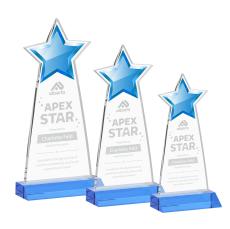 Starlite Sky Blue Crystal Trophy - Crystal Star Trophies