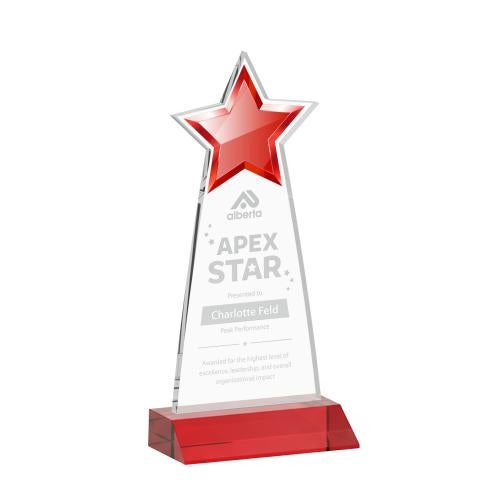 Awards and Plaques - Crystal Trophies - Starlite Red Crystal Trophy