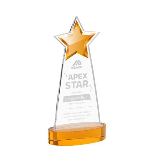Awards and Plaques - Crystal Trophies - Starlite on Alberton Base Amber Crystal Trophy