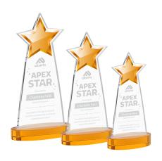 Starlite on Alberton Base Amber Crystal Trophy - Star Trophies
