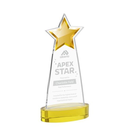 Awards and Plaques - Crystal Trophies - Starlite on Alberton Base Gold Crystal Trophy