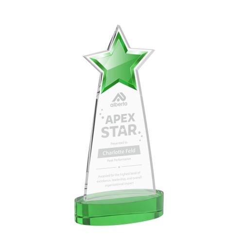 Awards and Plaques - Crystal Trophies - Starlite on Alberton Base Green Crystal Trophy
