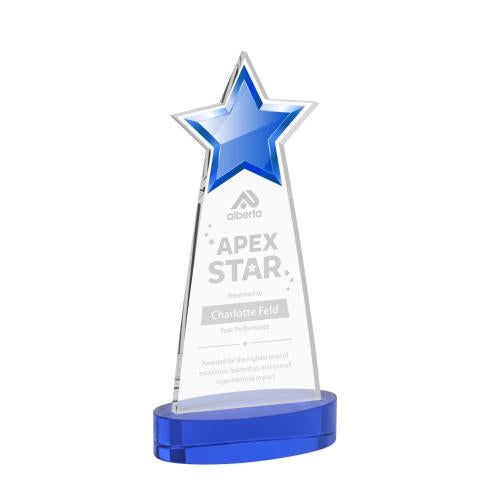 Awards and Plaques - Crystal Trophies - Starlite on Alberton Base Blue Crystal Trophy
