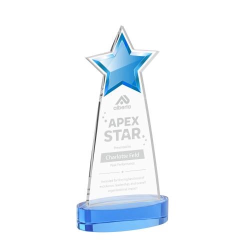 Awards and Plaques - Crystal Trophies - Starlite on Alberton Base Sky Blue Crystal Trophy