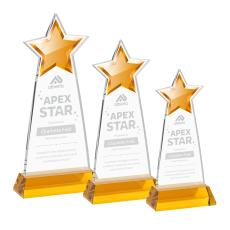 Starlite on Hartford Base Amber Crystal Trophy - Star Trophies