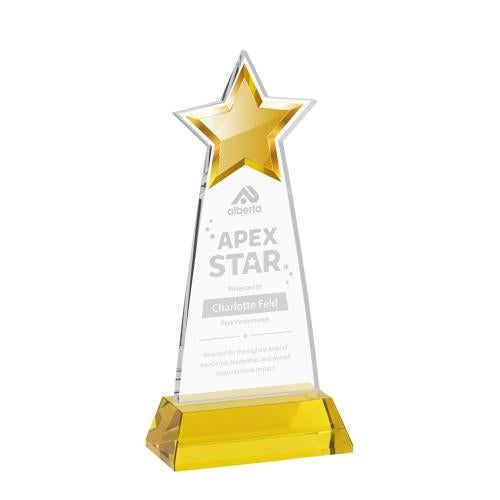 Awards and Plaques - Crystal Trophies - Starlite on Hartford Base Gold Crystal Trophy