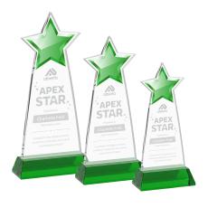 Starlite on Hartford Base Green Crystal Trophy - Crystal Star Trophies