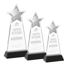 Starlite on Hartford Base Black Crystal Trophy - Crystal Star Trophies