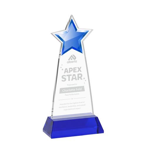 Awards and Plaques - Crystal Trophies - Starlite on Hartford Base Blue Crystal Trophy