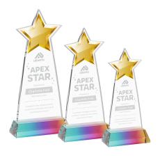 Starlite on Hartford Base Prismatic Crystal Trophy - Crystal Star Trophies