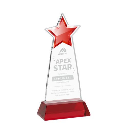 Awards and Plaques - Crystal Trophies - Starlite on Hartford Base Red Crystal Trophy