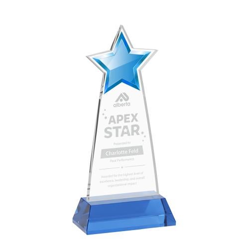 Awards and Plaques - Crystal Trophies - Starlite on Hartford Base Sky Blue Crystal Trophy