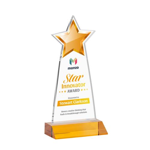 Awards and Plaques - Crystal Trophies - Starlite Full Color Amber Crystal Trophy