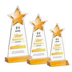 Starlite Full Color Amber Crystal Trophy - Star Trophies