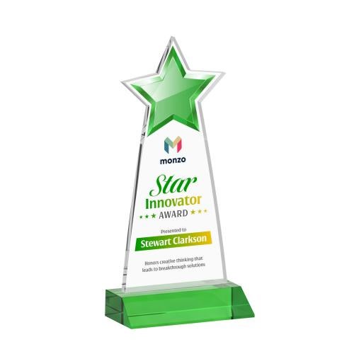 Awards and Plaques - Crystal Trophies - Starlite Full Color Green Crystal Trophy