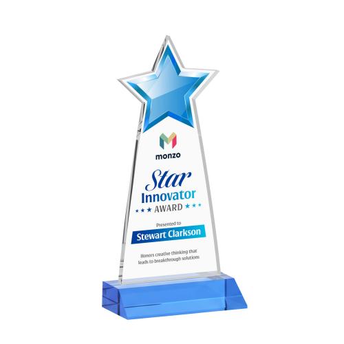 Awards and Plaques - Crystal Trophies - Starlite Full Color Sky Blue Crystal Trophy
