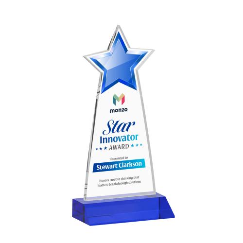 Awards and Plaques - Crystal Trophies - Starlite Full Color Blue Crystal Trophy