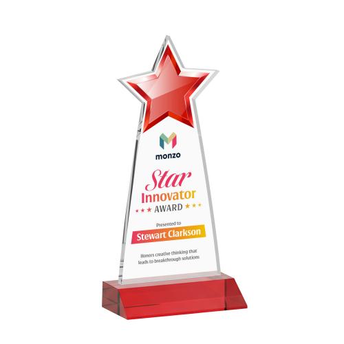 Awards and Plaques - Crystal Trophies - Starlite Full Color Red Crystal Trophy