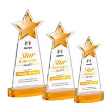 Starlite Full Color on Alberton Base Amber Crystal Trophy - Star Trophies