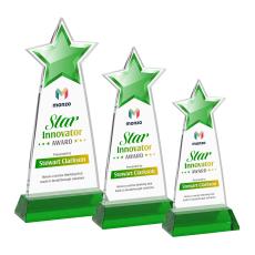 Starlite Full Color on Hartford Base Green Crystal Trophy - Crystal Star Trophies