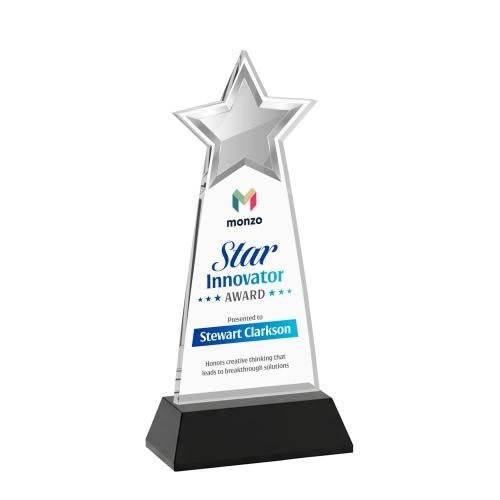 Awards and Plaques - Crystal Trophies - Starlite Full Color on Hartford Base Black Crystal Trophy