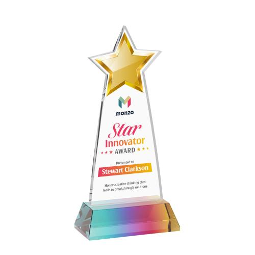 Awards and Plaques - Crystal Trophies - Starlite Full Color on Hartford Base Prismatic Crystal Trophy