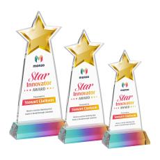 Starlite Full Color on Hartford Base Prismatic Crystal Trophy - Crystal Star Trophies