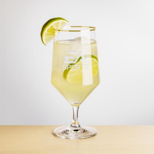 Custom Barware Glasses - Cocktail Glasses - Ledford Gold Rim Cocktail - Deep Etch