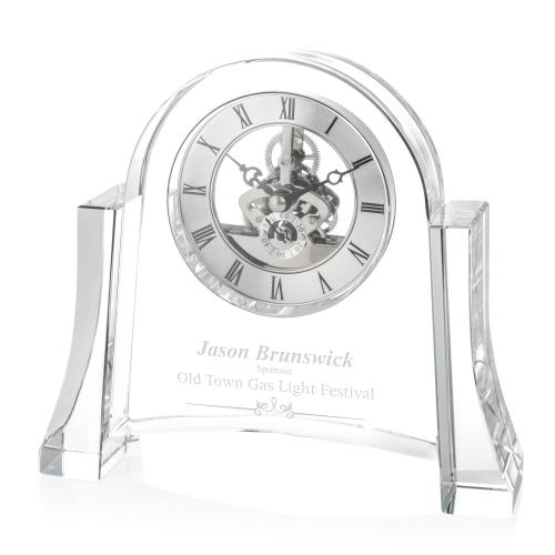 Awards and Plaques - Crystal Trophies - Crystal Clocks - Shipley Clock - Silver