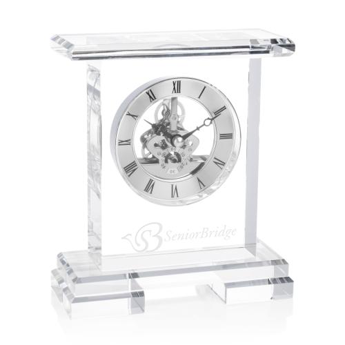Awards and Plaques - Crystal Trophies - Crystal Clocks - Spaulding Clock - Silver