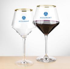 Ledford Gold Rim Burgundy Wine - Imprinted - Wine Glasses
