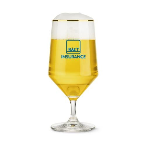 Custom Barware Glasses - Beer Glasses - Ledford Gold Rim Beer Glass - Imprinted