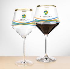 Ledford Gold Rim Burgundy Wine - Full Color - Wine Glasses