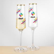 Ledford Gold Rim Flute - Full Color - Champagne Glasses