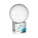 Crystal Ball Full Color Globe on Cube Crystal Trophy