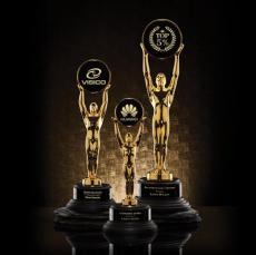 Logan Circle on Ebony Metal Trophy - Premium Metal Trophies